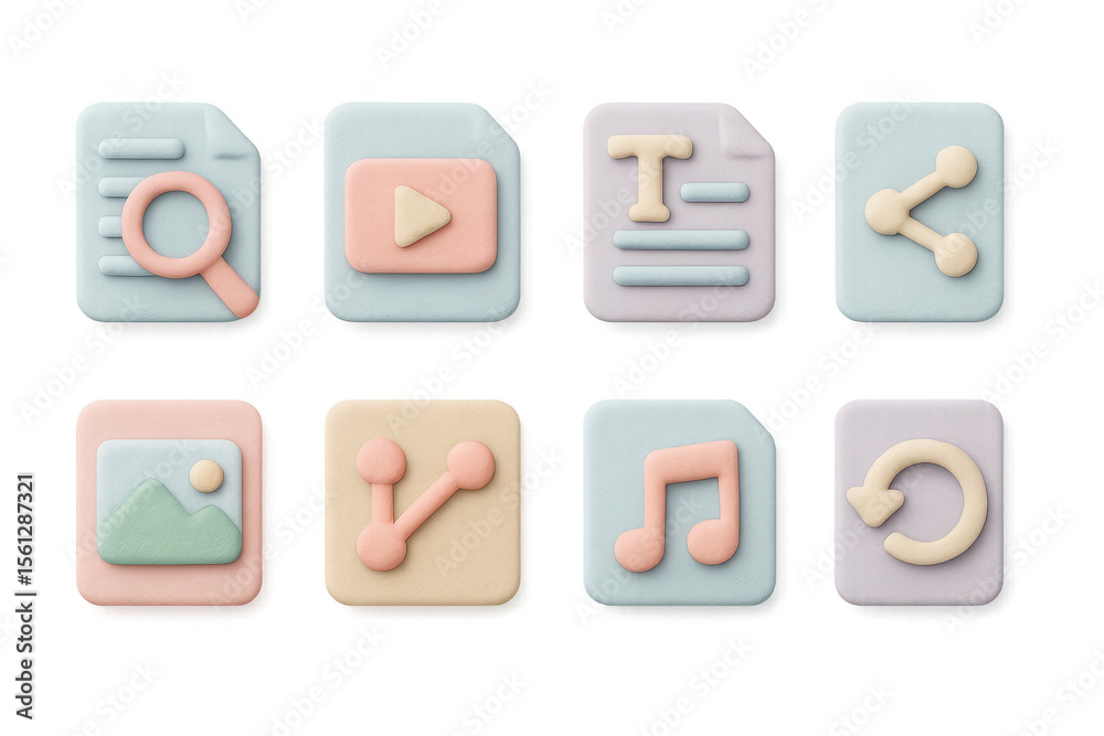 Poster 3d file icons with simple grid layout illustration for digital design and media usage
