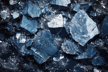 Shimmering blue minerals showcase unique crystalline structures