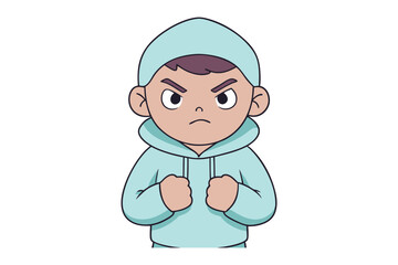Expressing Anger: A Cartoon depiction of an irate youth, fists clenched and brow furrowed, a strong expression of frustration and defiance.