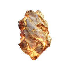 Fototapeta premium Glowing Golden Rock Formation, Abstract 3D Render