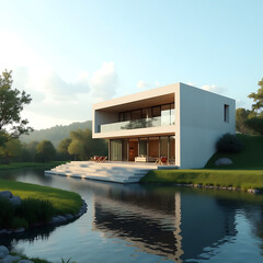 Sleek Modern Minimalist House Design on Waterfront Property