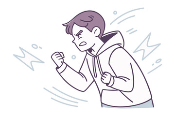 Unyielding Determination: A determined individual clenching his fist, radiating strength and grit, symbolizing an unwavering resolve to overcome challenges.