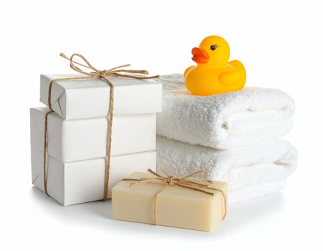 Baby Bath Gift Set Washcloths, Gentle Soap, and Rubber Duck