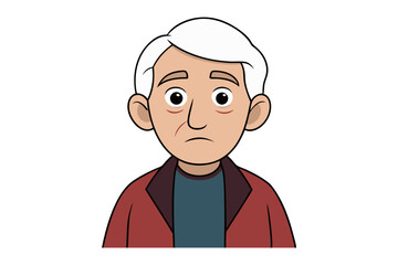 Fototapeta premium Elderly Man's Portrait: The illustration shows an elderly gentleman, his expression subtly reflecting the quiet wisdom of life's journey.
