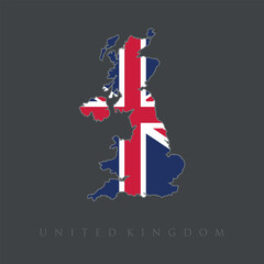 United Kingdom Map with Flag Design