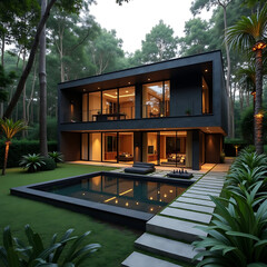 Modern Minimalist House Design Luxury Home in a Tranquil Forest Setting
