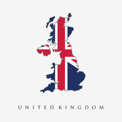 UK Country Outline with British Flag Pattern