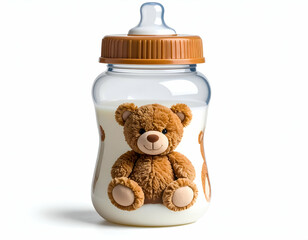 Adorable Teddy Bear Baby Bottle Classic Design with Screw-on Cap