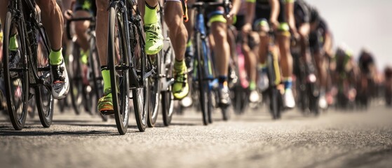 The intense cycling competition showcasing athletes in motion on a sunny day.