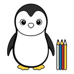 Charming outline of a baby penguin in vector format