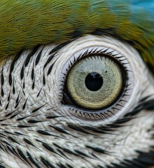 close up of blue and yellow macaw © andryas