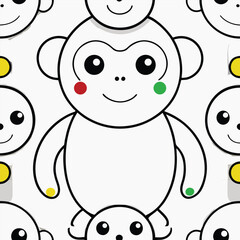Friendly monkey outline illustration with vibrant color options