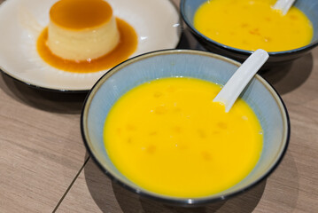 Sweet mango pomelo sago dessert and pudding