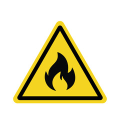 flammable, inflammable substances sign. fire warning sign in yellow triangle, isolated on transparent background. hazard icon. printable vector