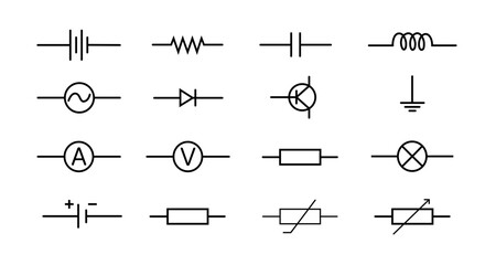 electronic components, vector symbol on transparent background.
