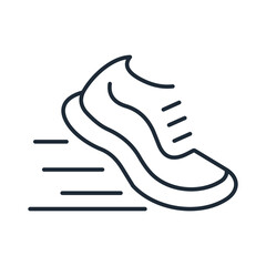 Movement, running, acceleration. Vector linear icon illustration isolated on white background.