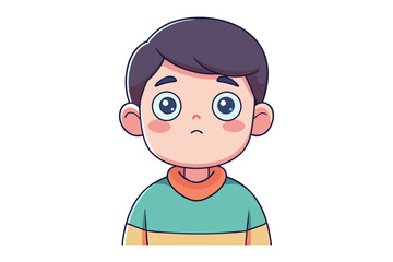 Sad child illustration: A young child depicted with a sad expression on his face, evoking a sense of innocence and vulnerability in a simple illustration.