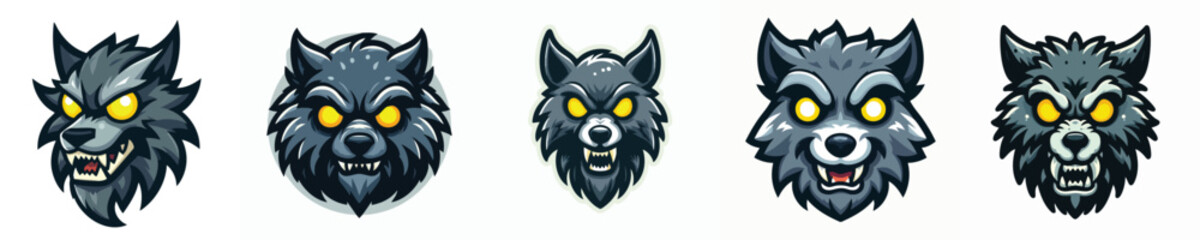 Wolf Head Mascot Logo Set – Esport Gaming Vector Collection