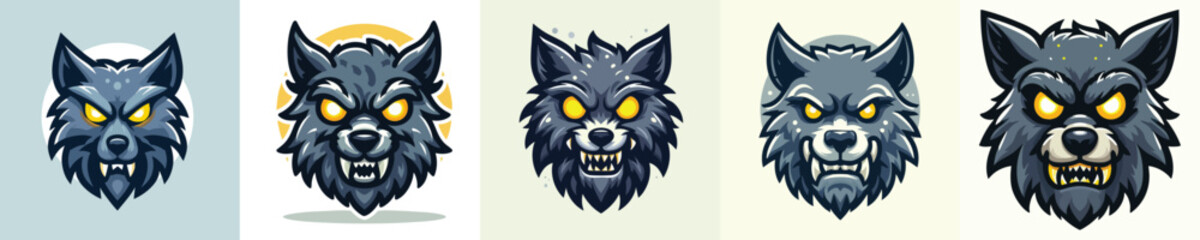 Wolf Mascot Logo Collection – Angry Wild Animal Esport Vector Set
