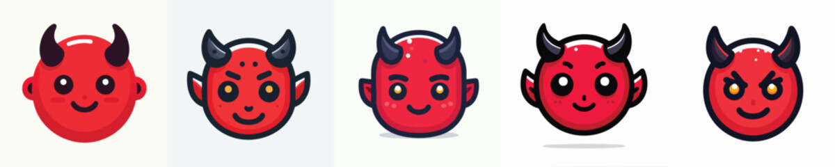 Cute Devil Emoji Pack – Cartoon Red Demon Face Icon Collection