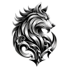 Tattoo-inspired detailed wolf face art piece high resolution picture