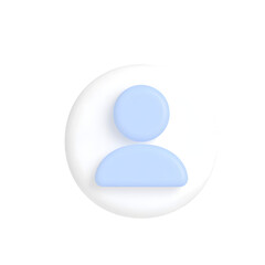 Simple 3d light blue user icon representing a person isolated on transparent background