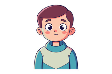 Anxious Boy: A digitally rendered illustration of a boy with a slightly worried expression, his big eyes conveying a mix of concern and unease.