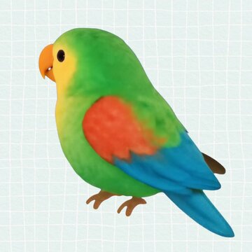 Colorful parrot cartoon illustration animation isolated asset, transparent 4K video, alpha channel, ProRes 4444