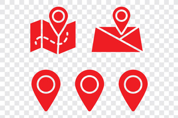 Map and location symbols set. Geolocation map distance path. Location icon. Location pin place marker. Pinpoint, map search, route, navigator. Vector illustration