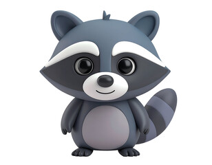 Naklejka premium Cute Raccoon 3D Render