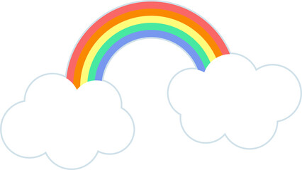 虹と雲のかわいいタイトル用フレーム・カラフルでポップなデザイン素材｜虹,雲,空,カラフル,パーツ,青空,子供,グラフィック