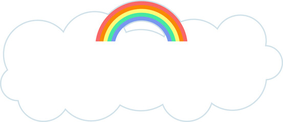 虹と雲のかわいいタイトル用フレーム・カラフルでポップなデザイン素材｜虹,雲,空,カラフル,パーツ,青空,子供,グラフィック
