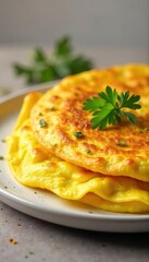 Perfectly Cooked Fluffy Omelet Ready to Enjoy Golden Brown Eggs in a Convenient Package for a Quick and Delicious Breakfast, Brunch, or Light Lunch