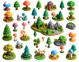 Whimsical 3D Forest Illustration
