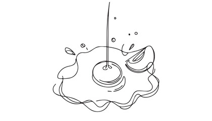 Continuous one single minimal line drawing omelet