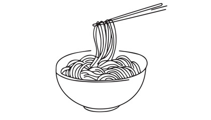 Continuous one single minimal line drawing Noodle