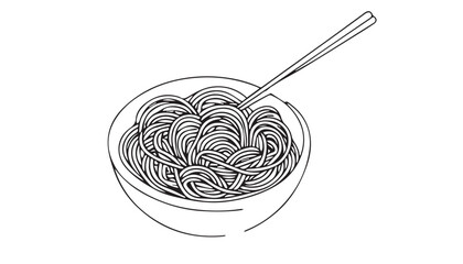 Continuous one single minimal line drawing Noodle