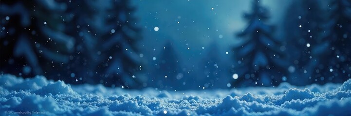 Mesmerizing Snowfall on a Dark Winter Night Ethereal Atmosphere, Gentle Snowflakes Falling, Magical Serenity, Perfect for Winter Holiday Themes