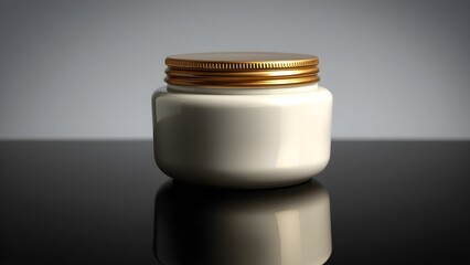 Cream Jar Mockup with Metallic Gold Lid