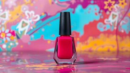 Nail Polish Bottle Mockup with Geometric Shape