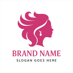Beauty woman silhouette vibrant hair elegant fashion logo vector