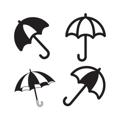 Umbrella icon set for rain weather protection safety vector