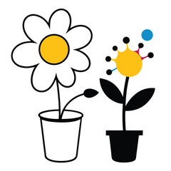 Elegant outline of a large blooming flower with detailed petals