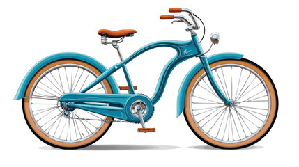Blue Retro Bicycle Flat Vector Illustration