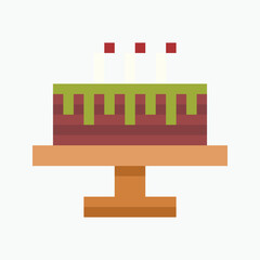 birthday cake pixel art icon vector illustration.
