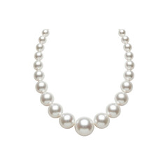 Obraz premium An elegant strand of lustrous white pearls, showcasing a classic graduated design, ideal for sophisticated jewelry and fashion concepts and special occasions.
