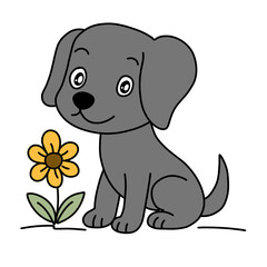 dog animal ilustration for worksheet 