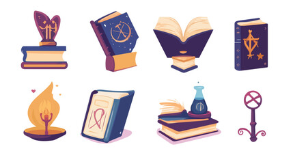 Mystical Book of Magic Flat Vector Illustration