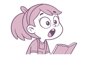 Surprised Girl Reading Book