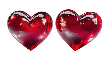 Two red hearts love valentine day and romance isolated on white background